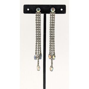 Aurora Borealis Rhinestone Dangle Earrings on Posts